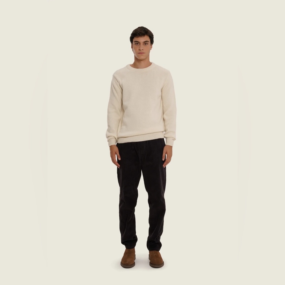 Imago Design In Portugal‎ Snow White Knit Sweater Crewneck Lambswool Blend Sz M